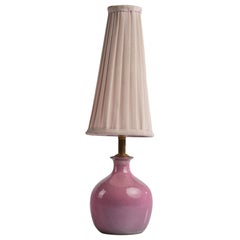 French Designer, Table Lamp, Ceramic, Fabric, Brass, France, 1960s