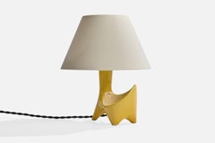 French Designer, Table Lamp, Ceramic, Fabric, France, 1960s