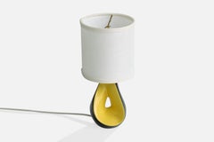Lampada da tavolo di design francese, ceramica, tessuto, Francia, anni '60