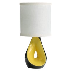 Lampada da tavolo di design francese, ceramica, tessuto, Francia, anni '60