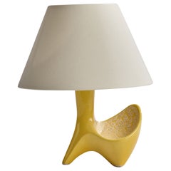 French Designer, Table Lamp, Ceramic, Fabric, France, 1960s