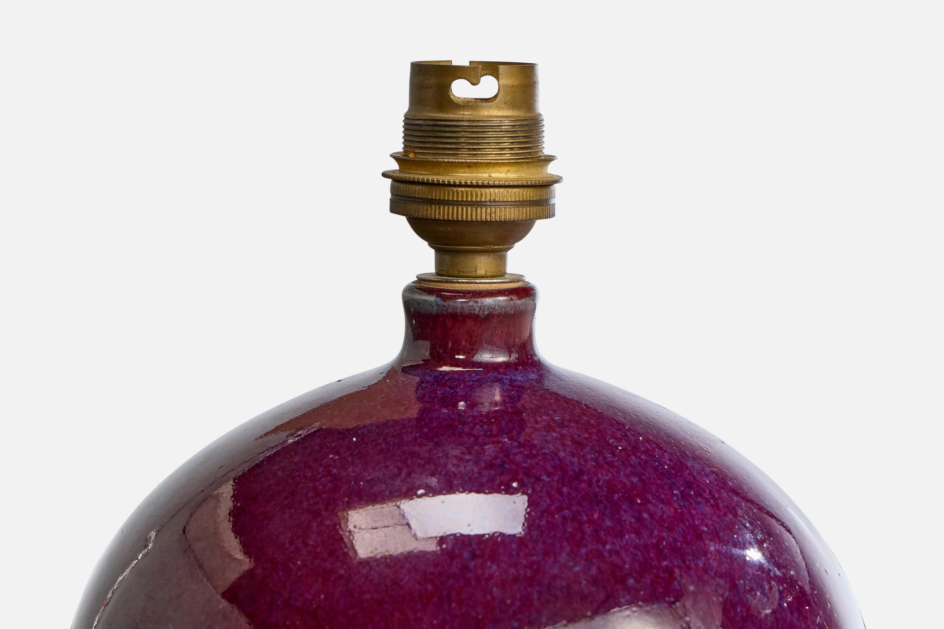 Mid-20th Century French Designer, Table Lamp, Ceramic, France, 1950s For Sale