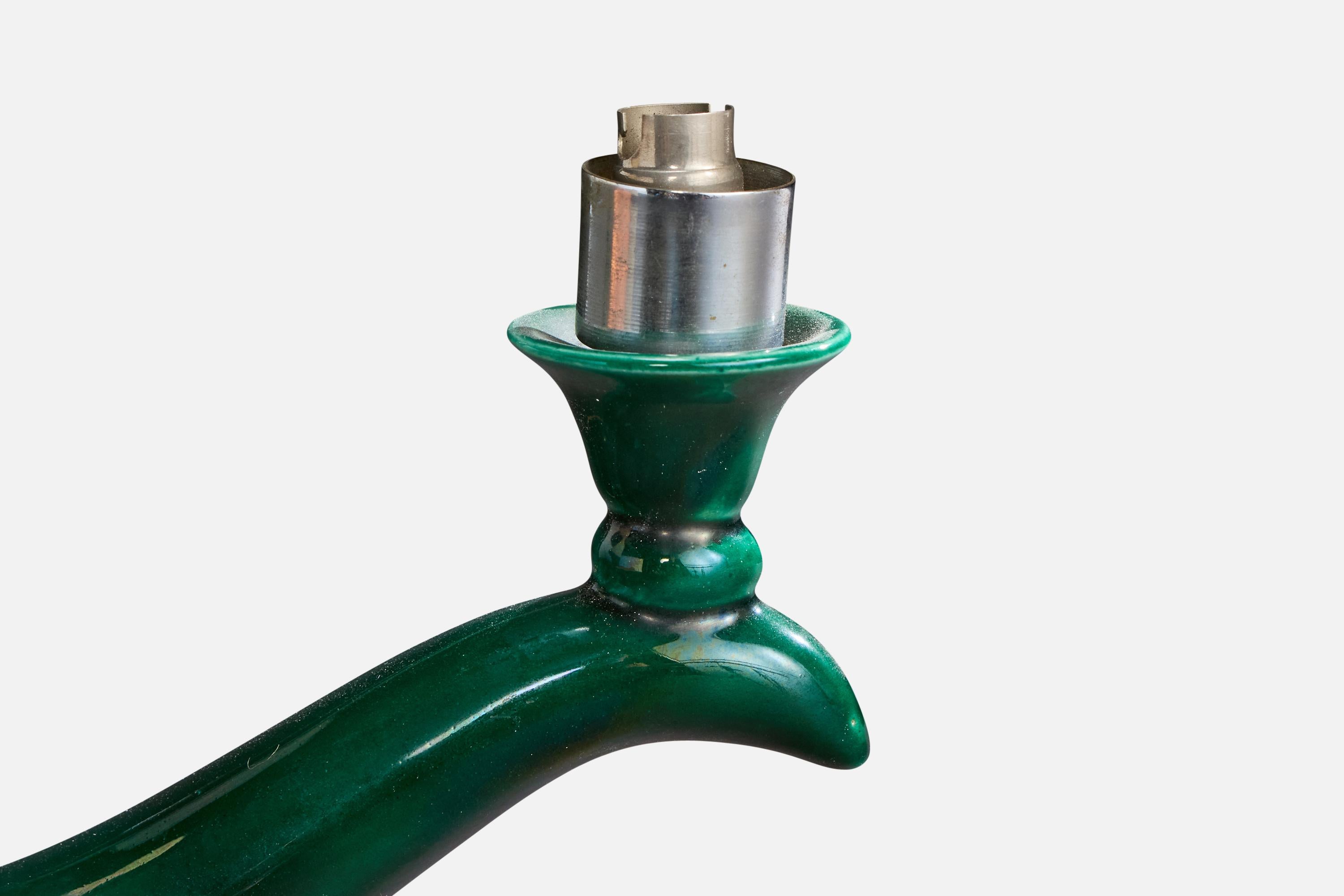 Mid-20th Century French Designer, Table Lamp, Ceramic, Metal, Fabric, France, 1960s For Sale