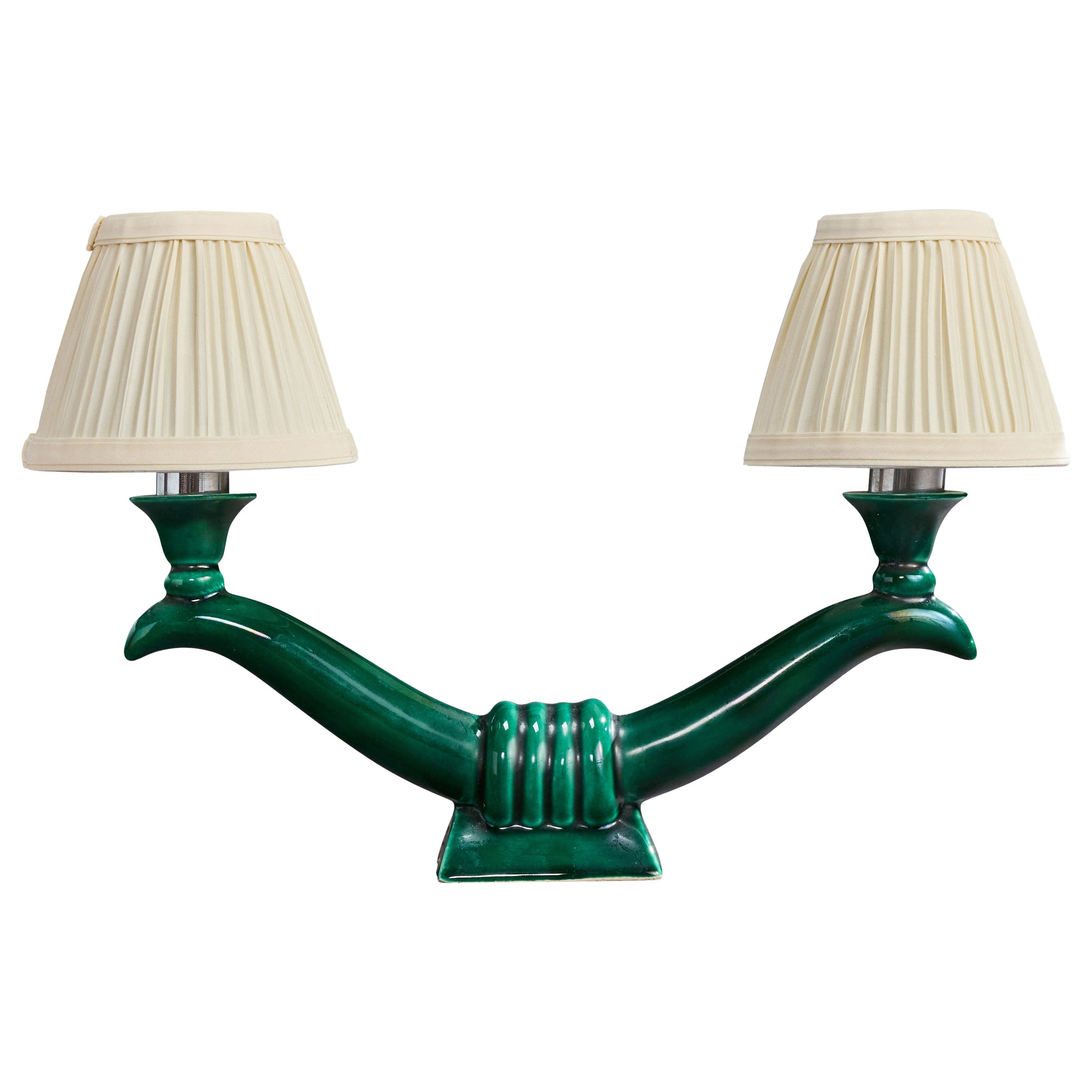 Designer français, lampe de table, céramique, métal, tissu, France, années 1960