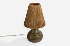 French Designer, Table Lamp, Ceramic, Rope, France, 1960s