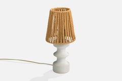 French Designer, Table Lamp, Ceramic, Rope, France, 1960s
