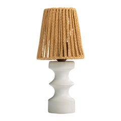 French Designer, Table Lamp, Ceramic, Rope, France, 1960s