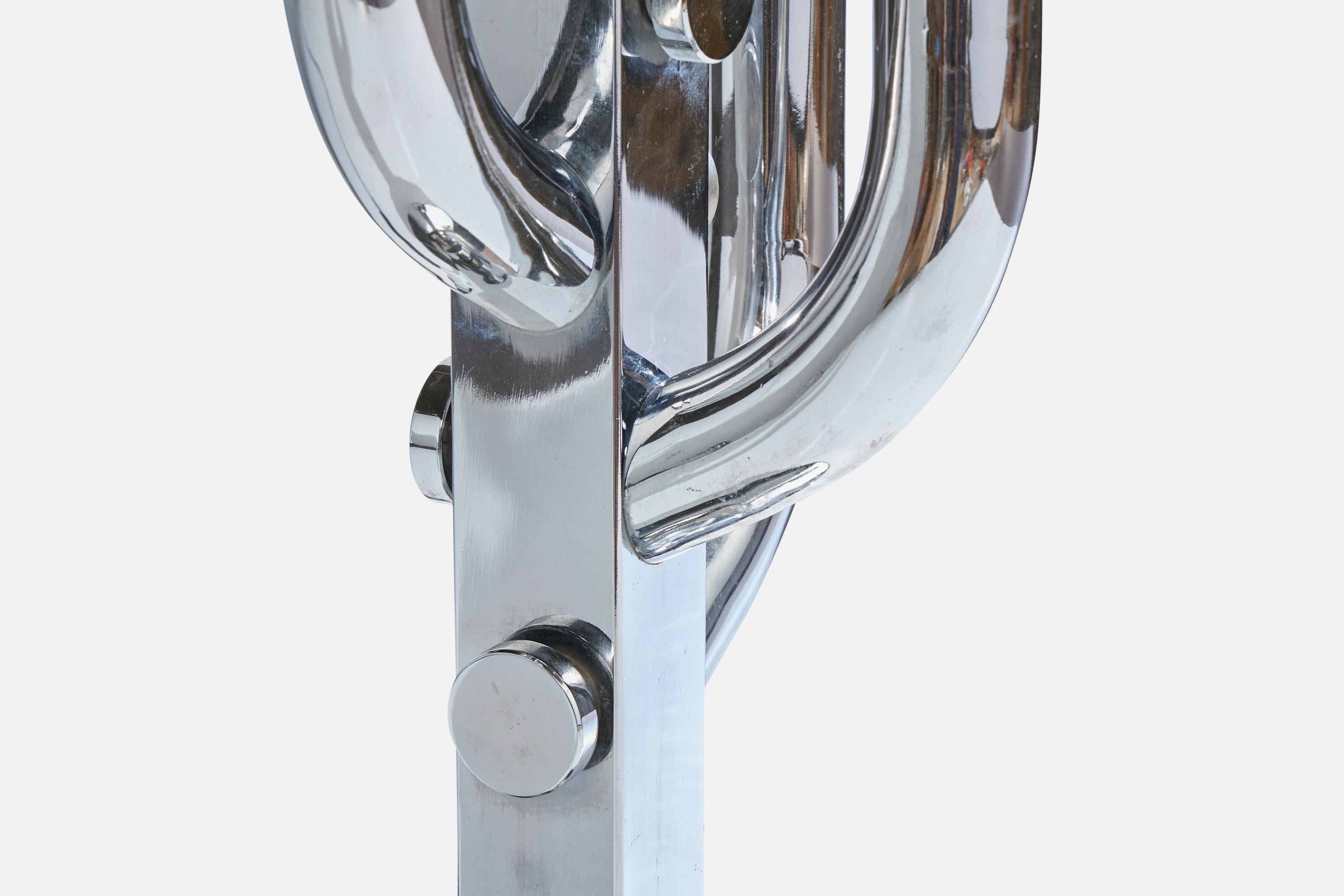 Diseñador francés, Lámpara de mesa, Cromo, Tela, Francia, Años 70 en venta 4