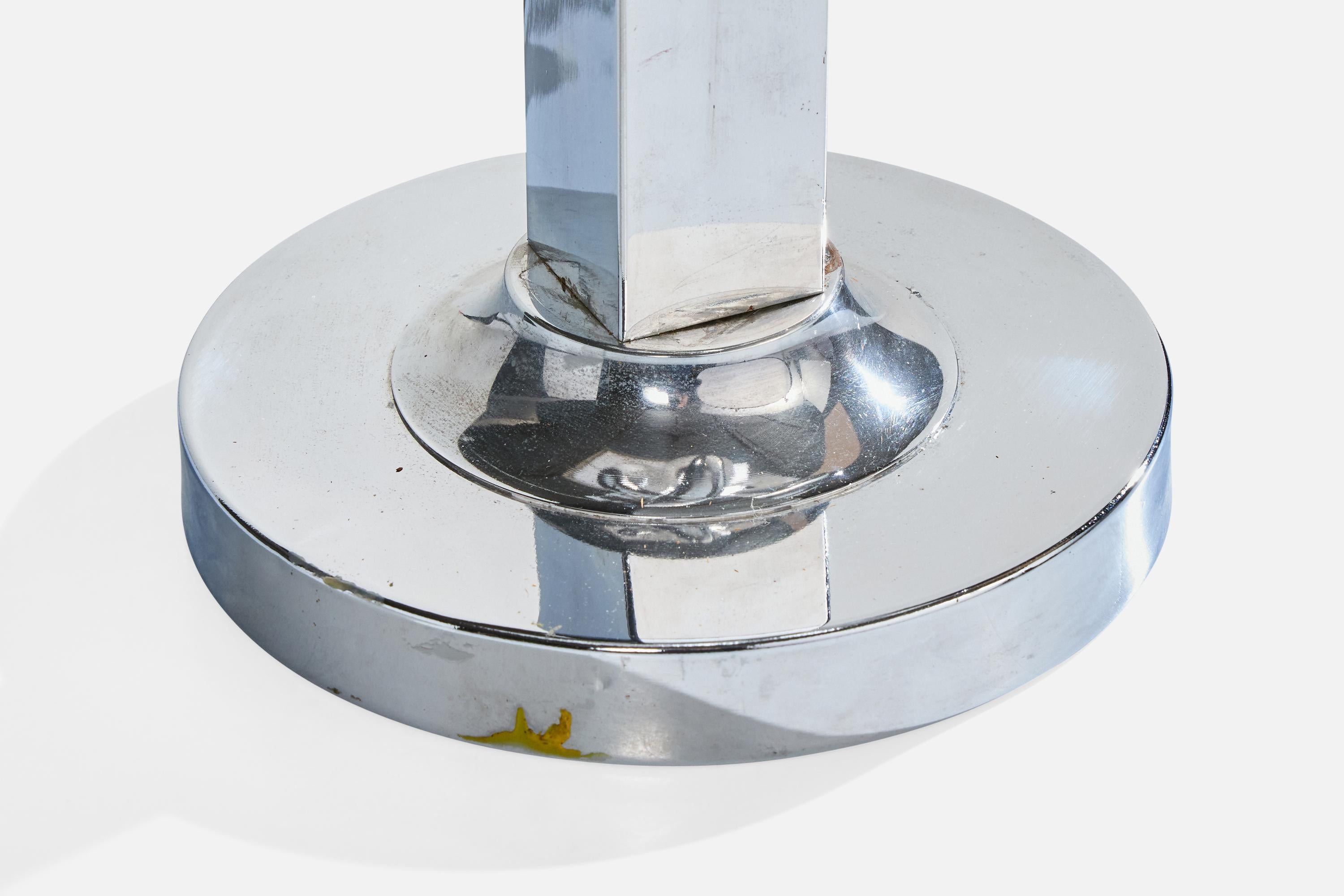 Diseñador francés, Lámpara de mesa, Cromo, Tela, Francia, Años 70 en venta 5