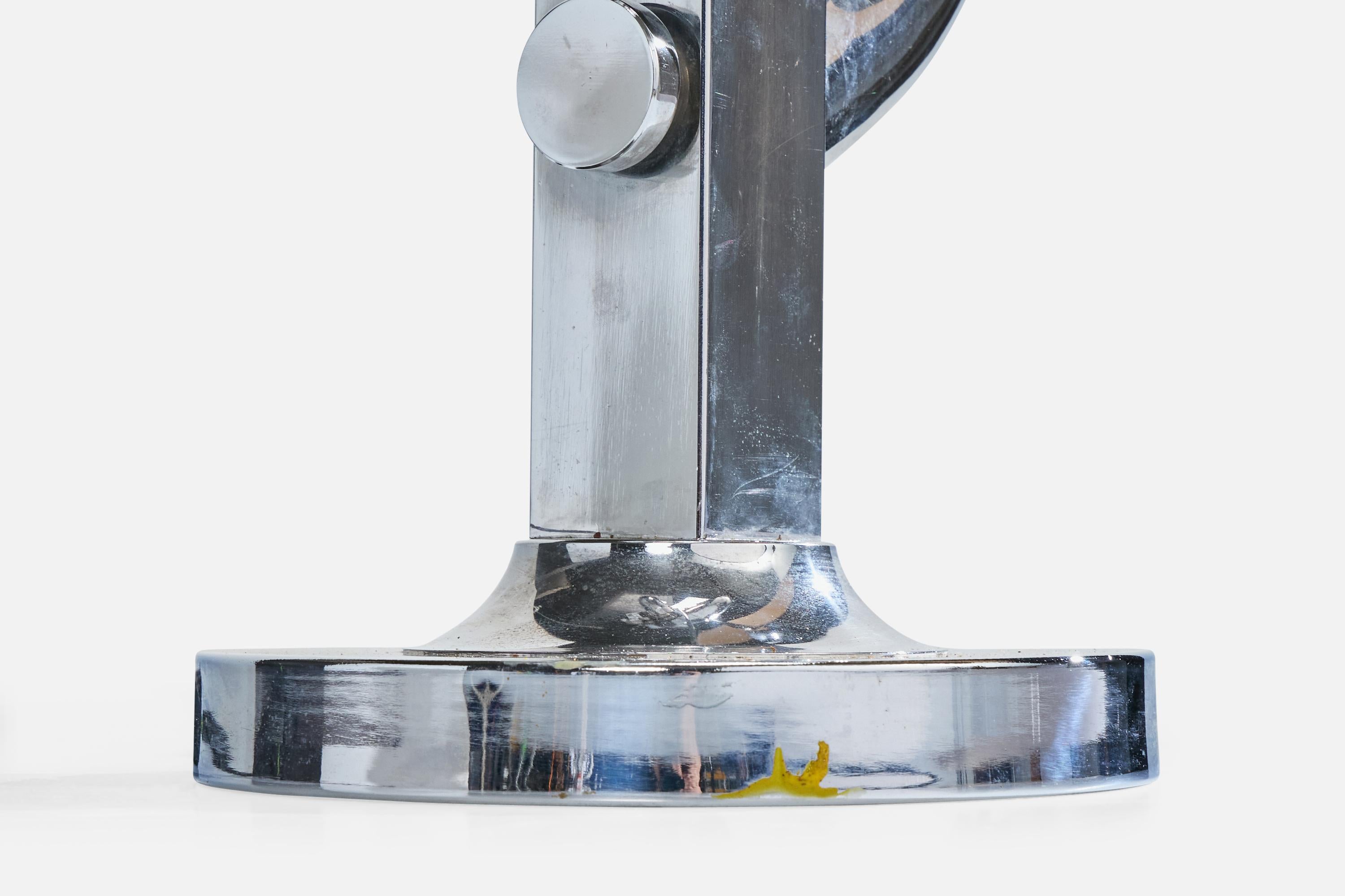 Diseñador francés, Lámpara de mesa, Cromo, Tela, Francia, Años 70 Moderno de mediados de siglo en venta