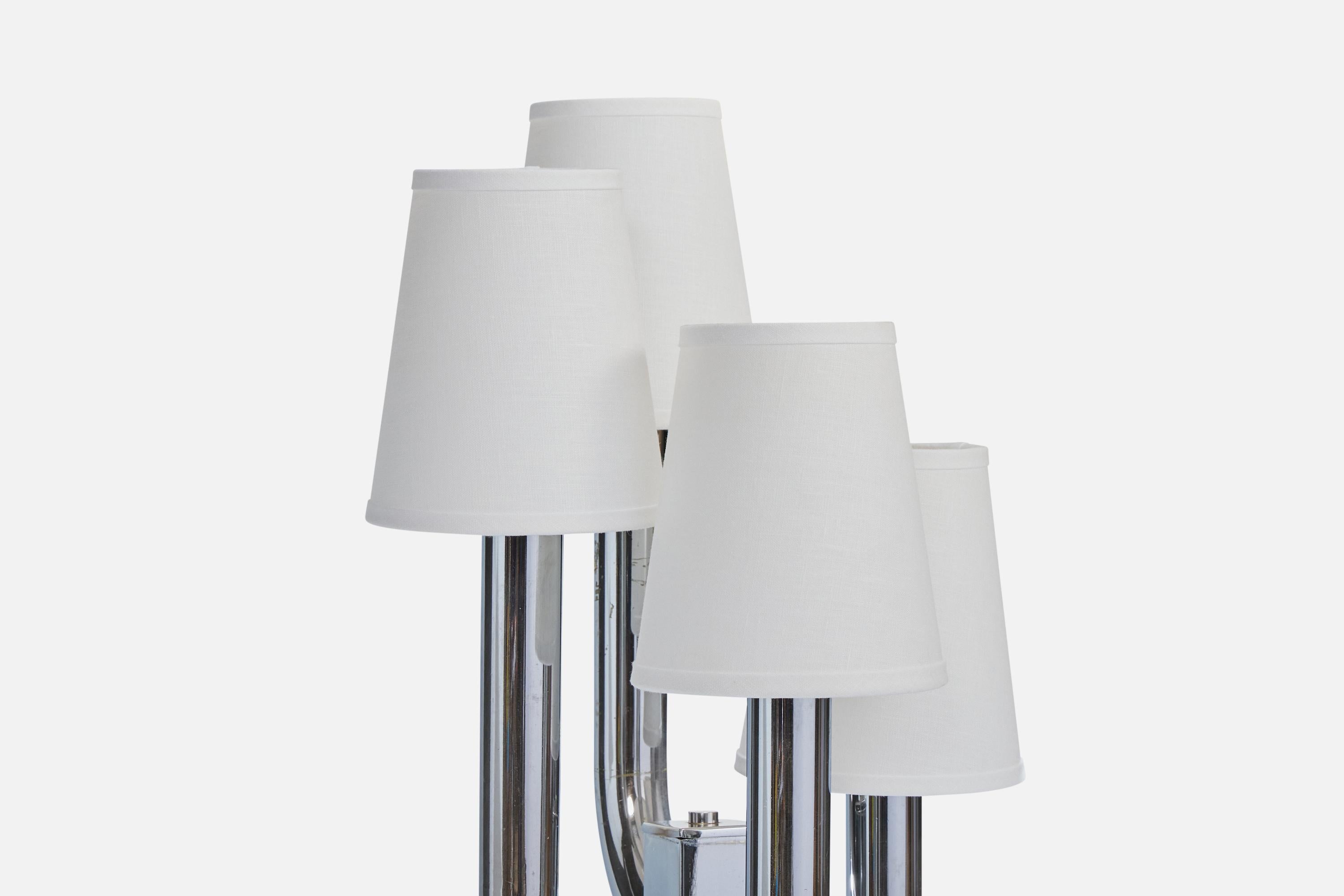 Diseñador francés, Lámpara de mesa, Cromo, Tela, Francia, Años 70 finales del siglo XX en venta