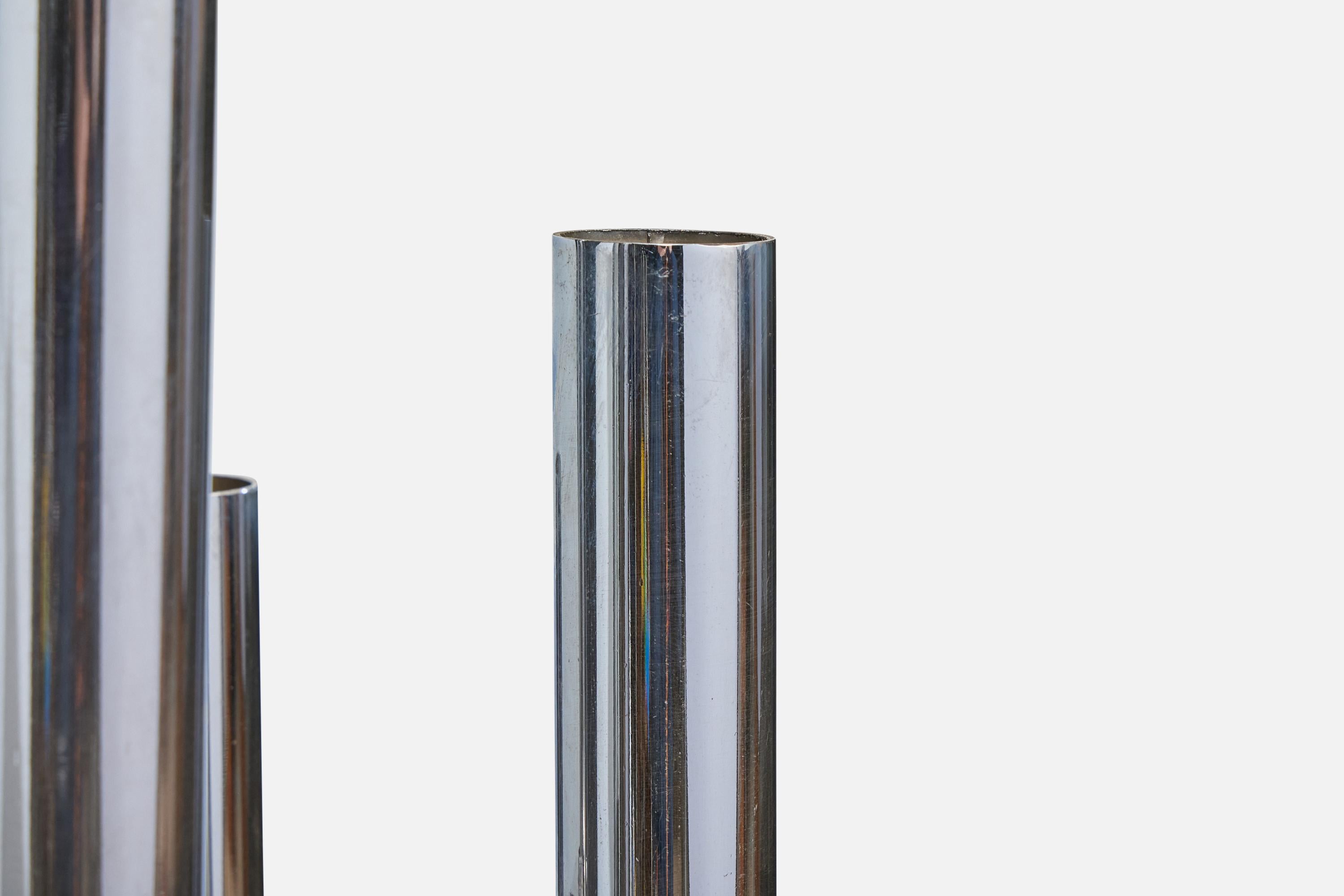 Diseñador francés, Lámpara de mesa, Cromo, Tela, Francia, Años 70 en venta 2