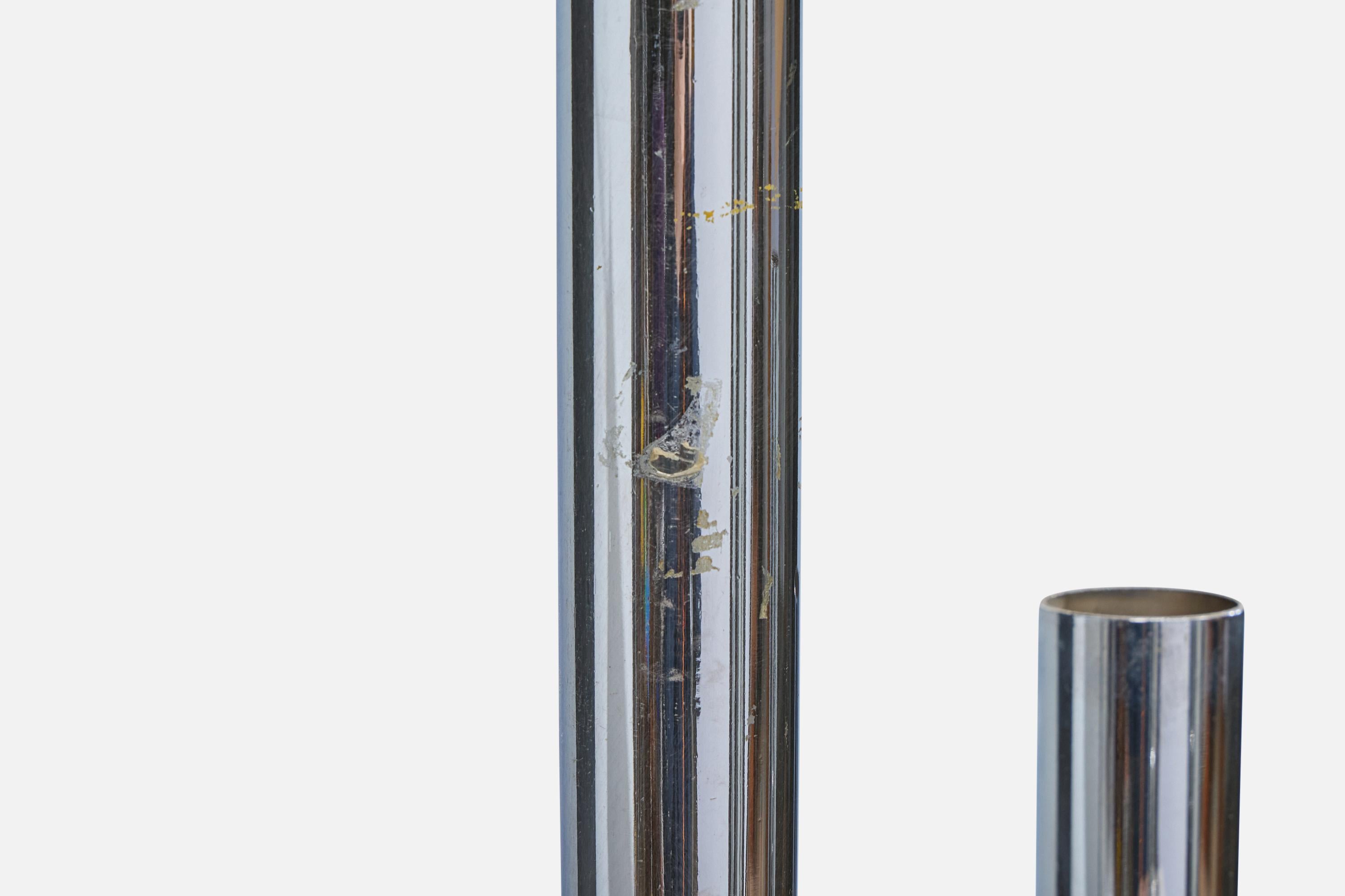 Diseñador francés, Lámpara de mesa, Cromo, Tela, Francia, Años 70 en venta 3