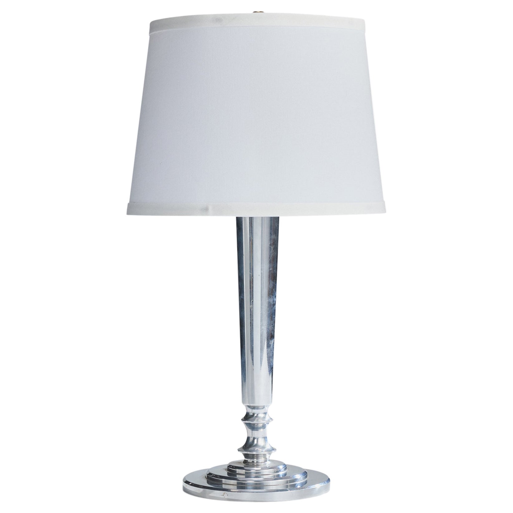 French Designer, Table Lamp, Chrome, France, 1930s