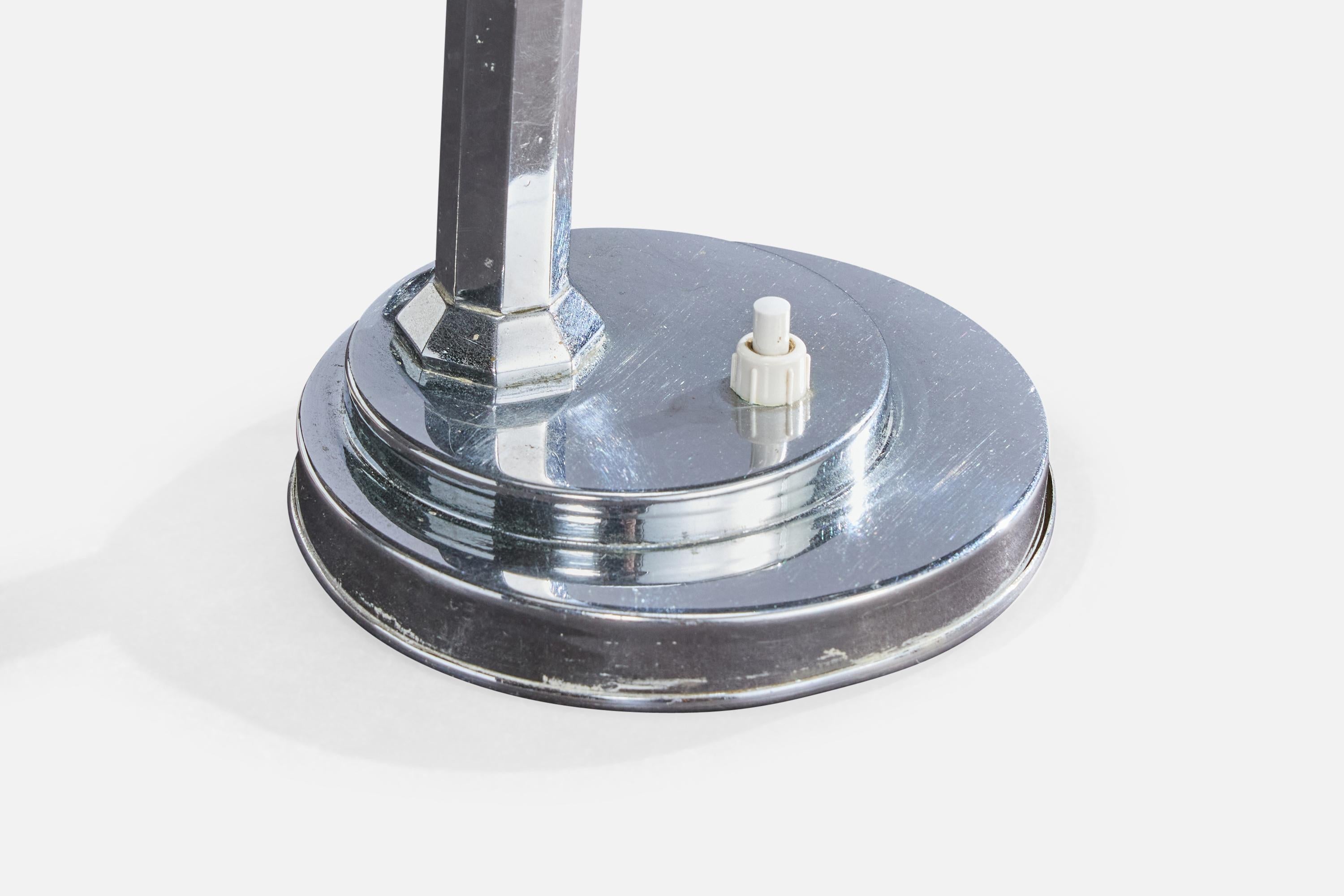 Diseñador francés, Lámpara de mesa, Cromo, Cristal, Francia, Años 1930 en venta 1