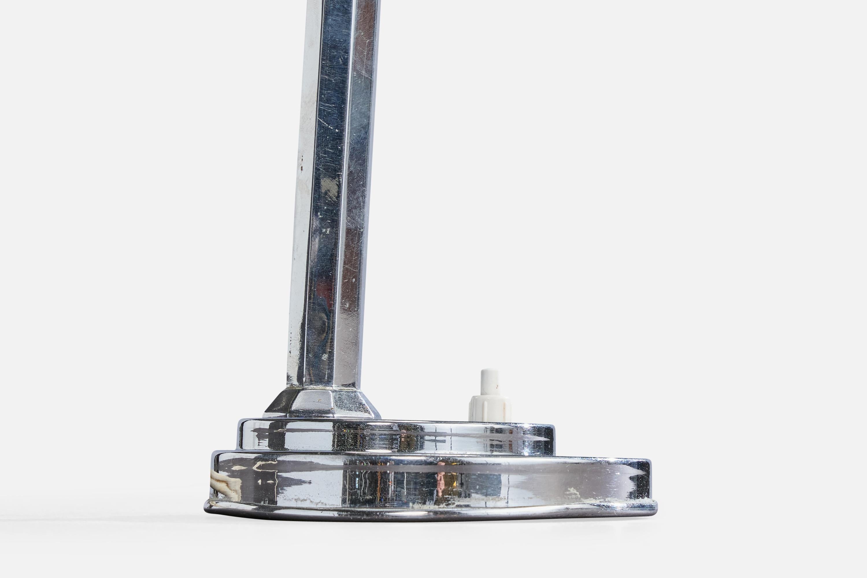 Diseñador francés, Lámpara de mesa, Cromo, Cristal, Francia, Años 1930 en venta 2