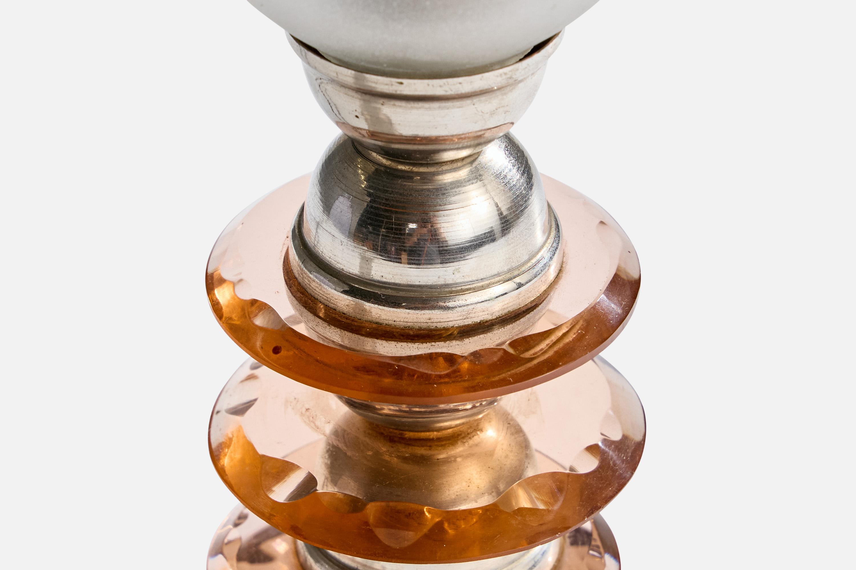 Französischer Designer, Tischlampe, Chrom, Glas, Frankreich, 1960er Jahre im Angebot 1