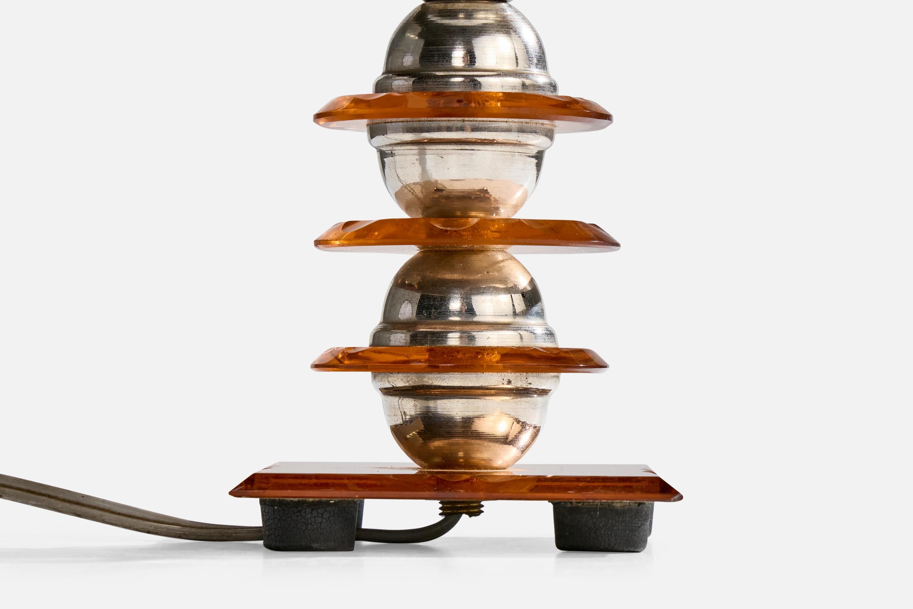 Französischer Designer, Tischlampe, Chrom, Glas, Frankreich, 1960er Jahre im Angebot 3