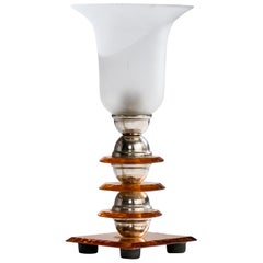 French Designer, Table Lamp, Chrome, Glass, France, 1960s