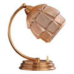 French Designer, Table Lamp, Copper, Glass, France, 1950s