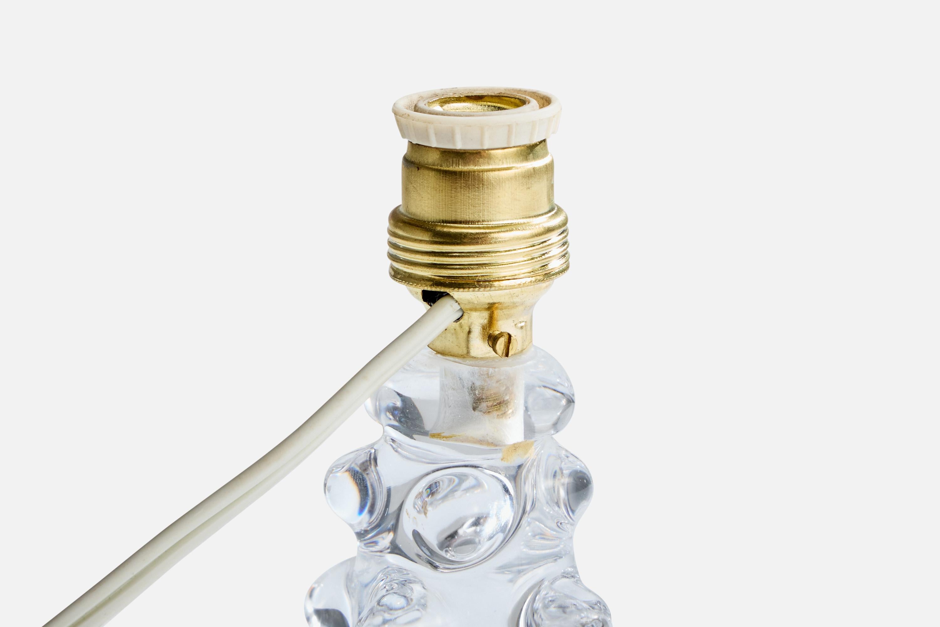 Diseñador francés, Lámpara de mesa, Cristal, Latón, Tela, Francia, Años 50 mediados del siglo XX en venta