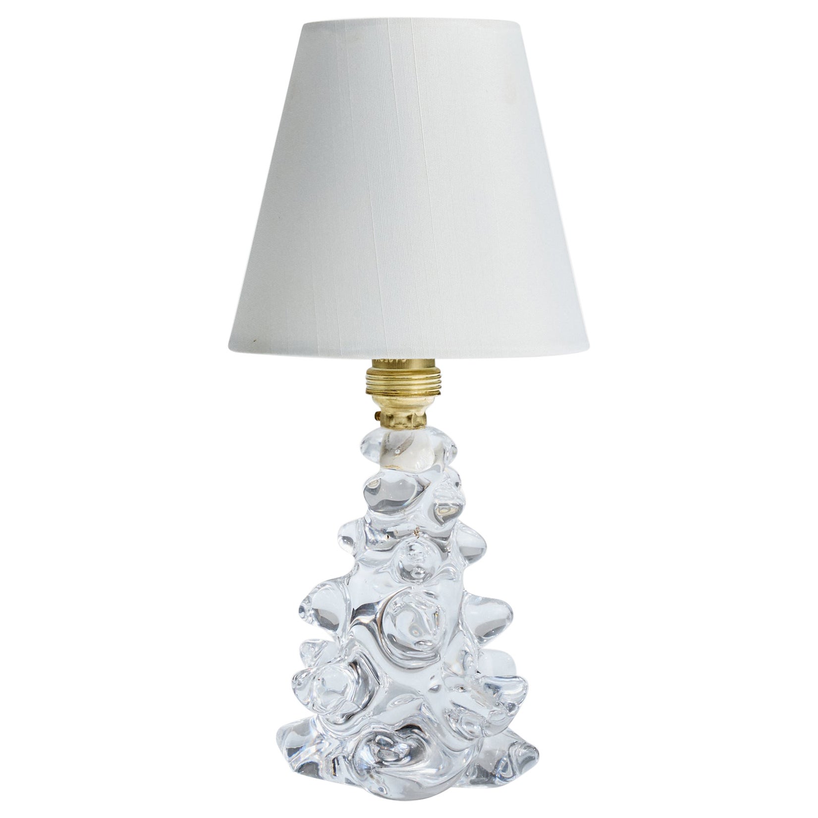 Diseñador francés, Lámpara de mesa, Cristal, Latón, Tela, Francia, Años 50