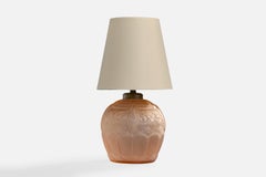 French Designer, Table Lamp, Glass, Brass, France, 1930s