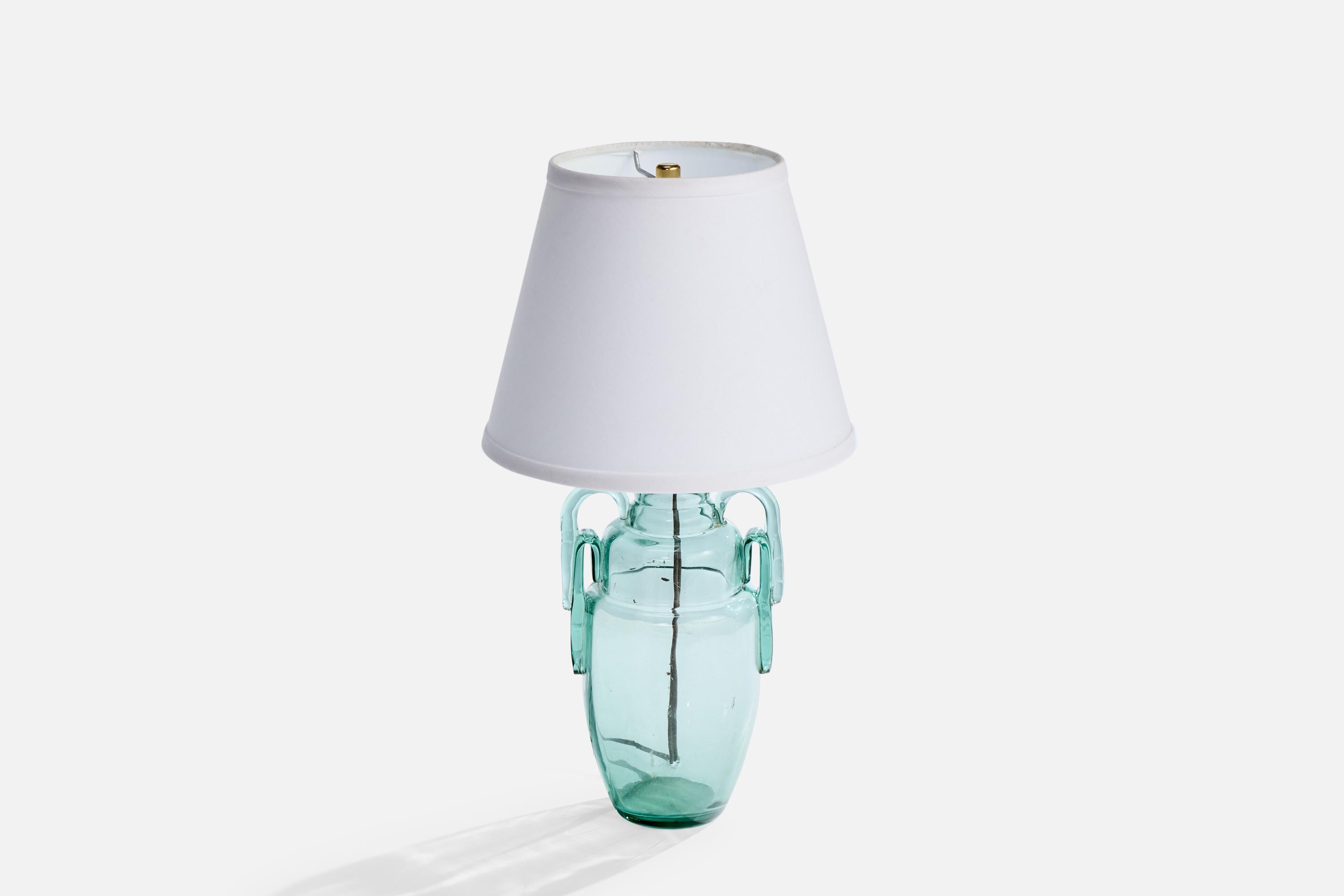Français Designer français, lampe de bureau, verre, laiton, France, années 1930 en vente