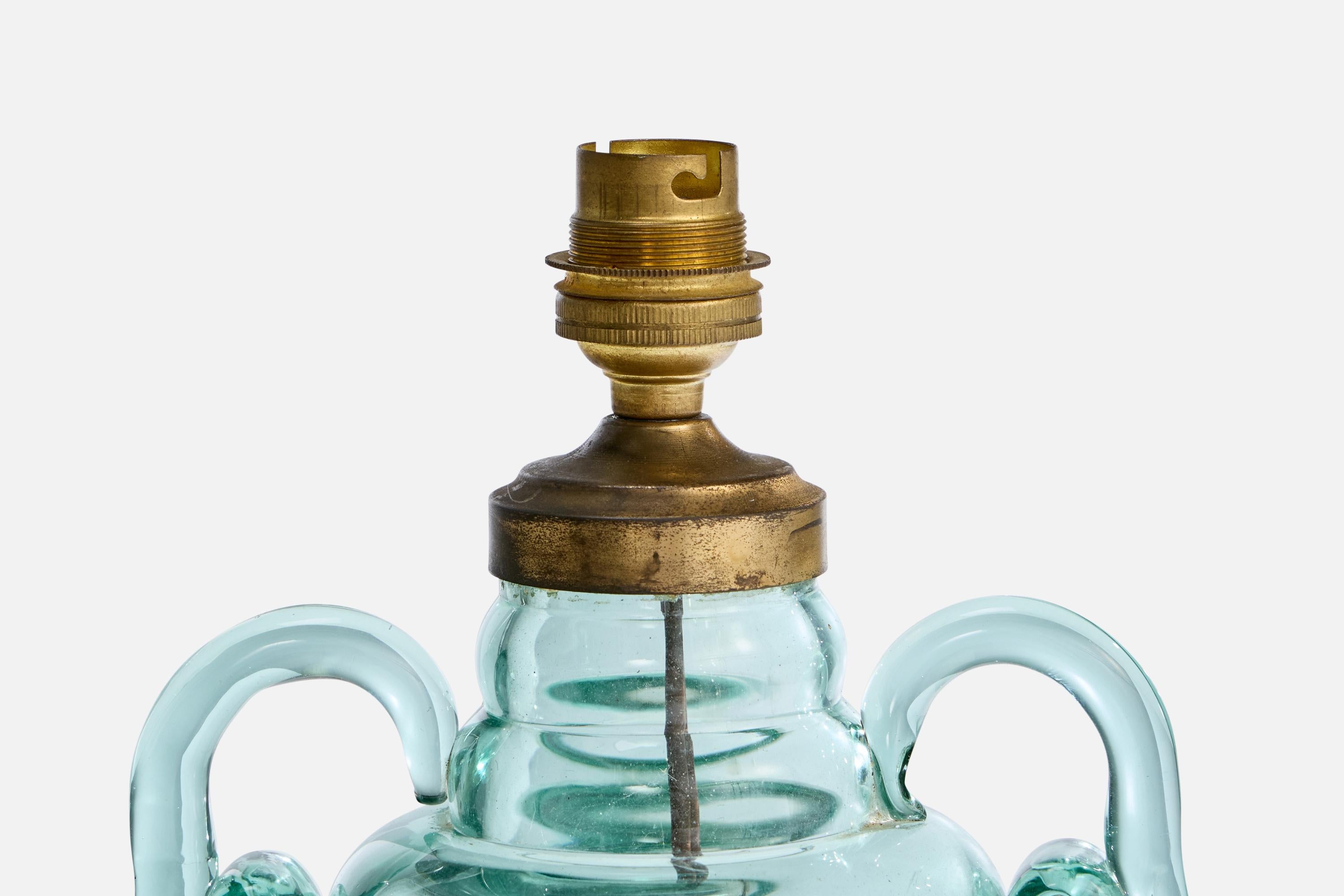 Designer français, lampe de bureau, verre, laiton, France, années 1930 Bon état - En vente à High Point, NC