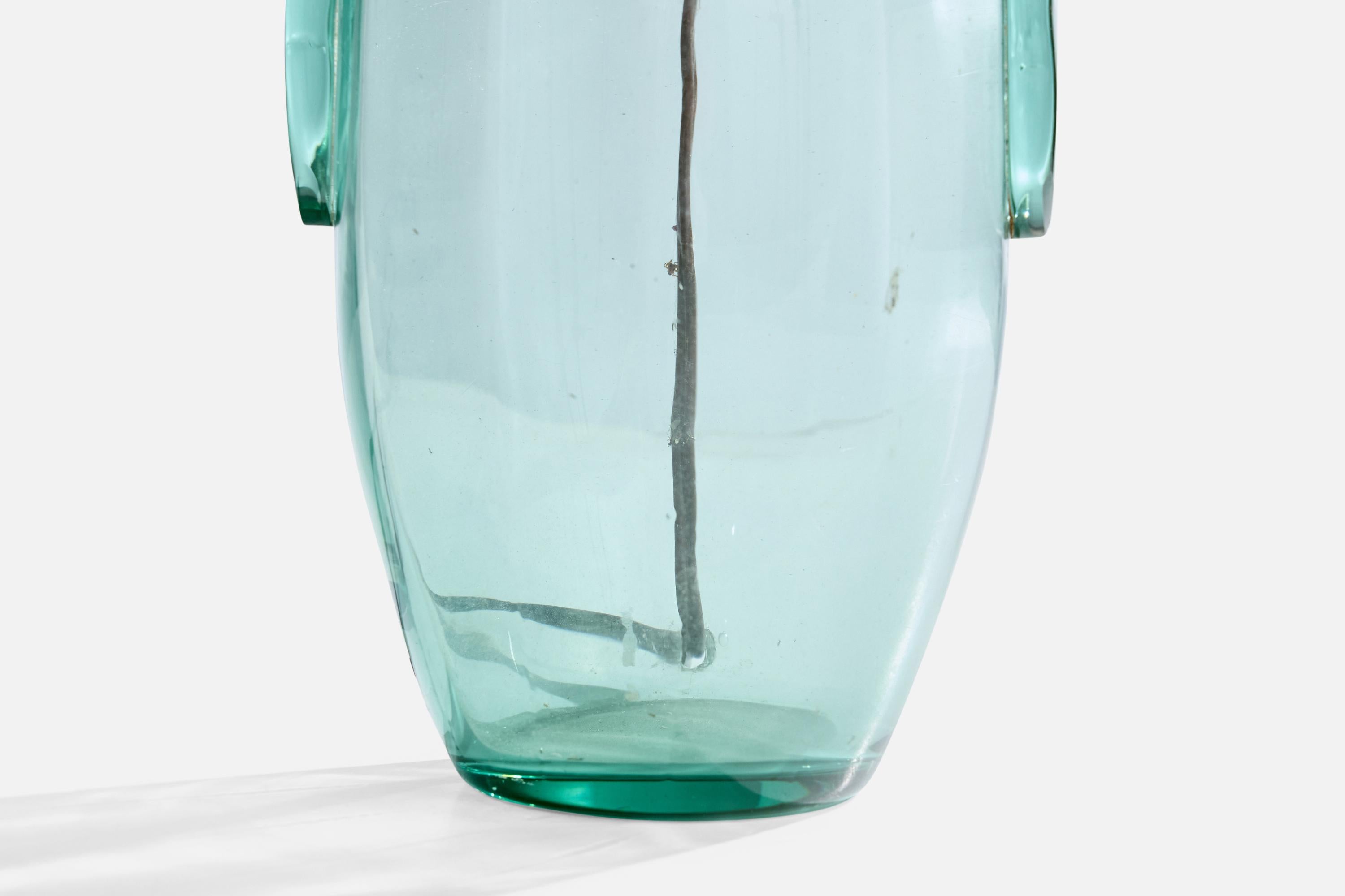 Designer français, lampe de bureau, verre, laiton, France, années 1930 en vente 1