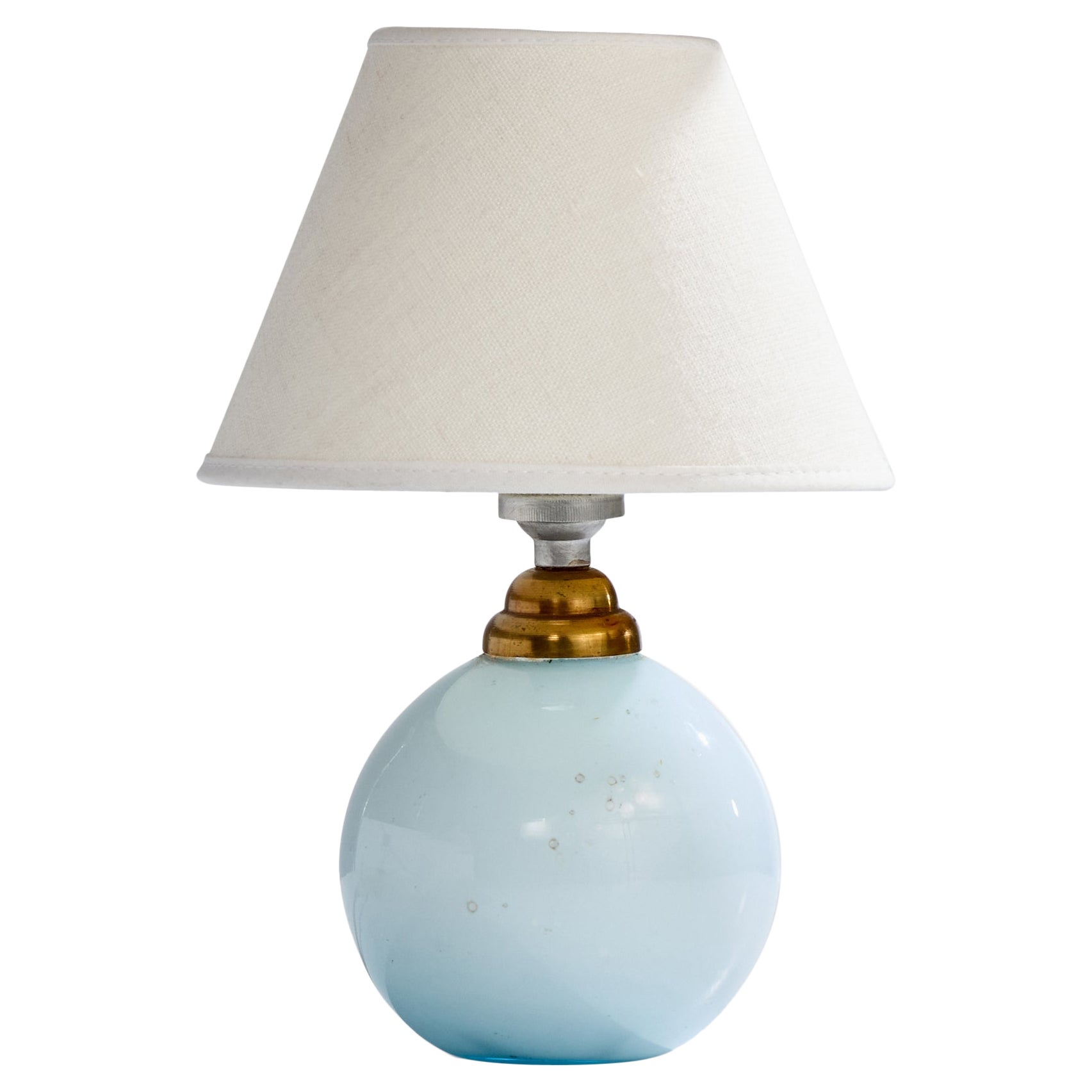 Designer français, lampe de bureau, verre, laiton, France, années 1930