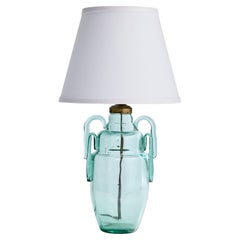 Designer français, lampe de bureau, verre, laiton, France, années 1930