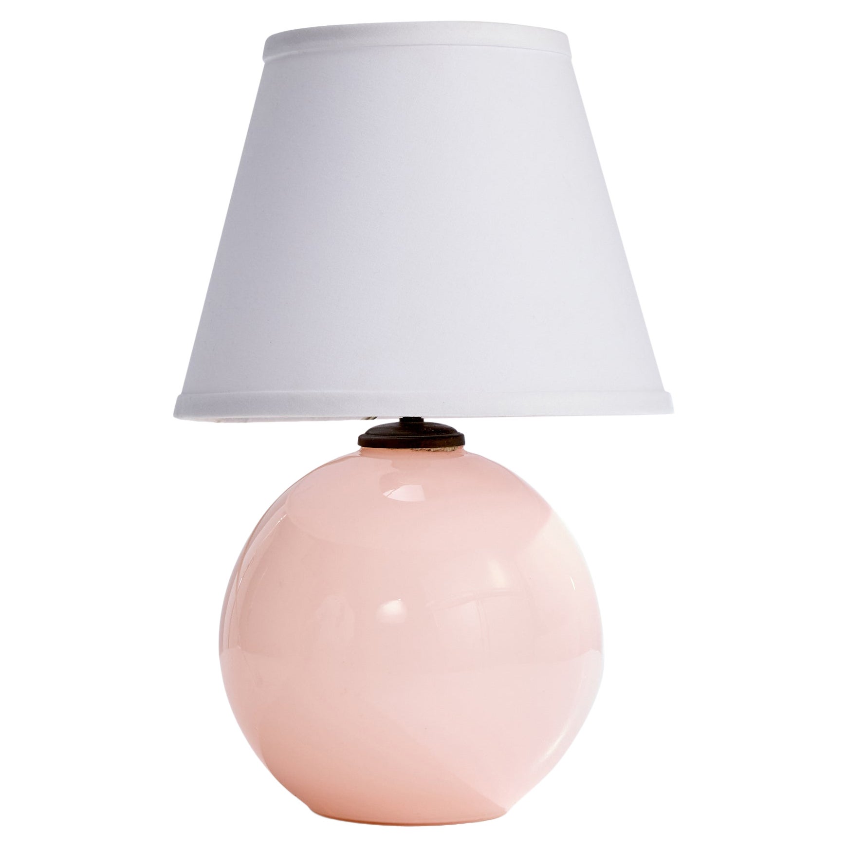 Designer français, lampe de bureau, verre, laiton, France, années 1930