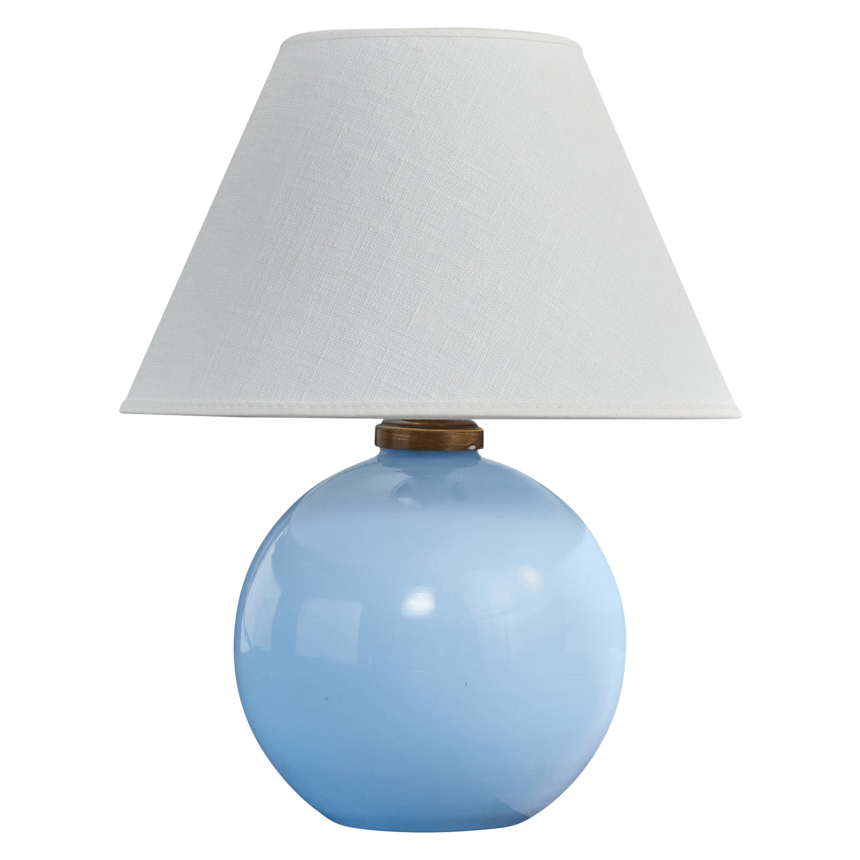 Französische Designerin, Tischlampe, Glas, Messing, Frankreich, 1930er Jahre