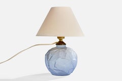 French Designer, Table Lamp, Glass, Brass, France, 1940s