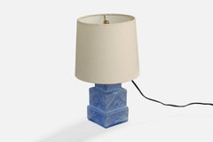 French Designer, Table Lamp, Glass, Brass, France, 1940s