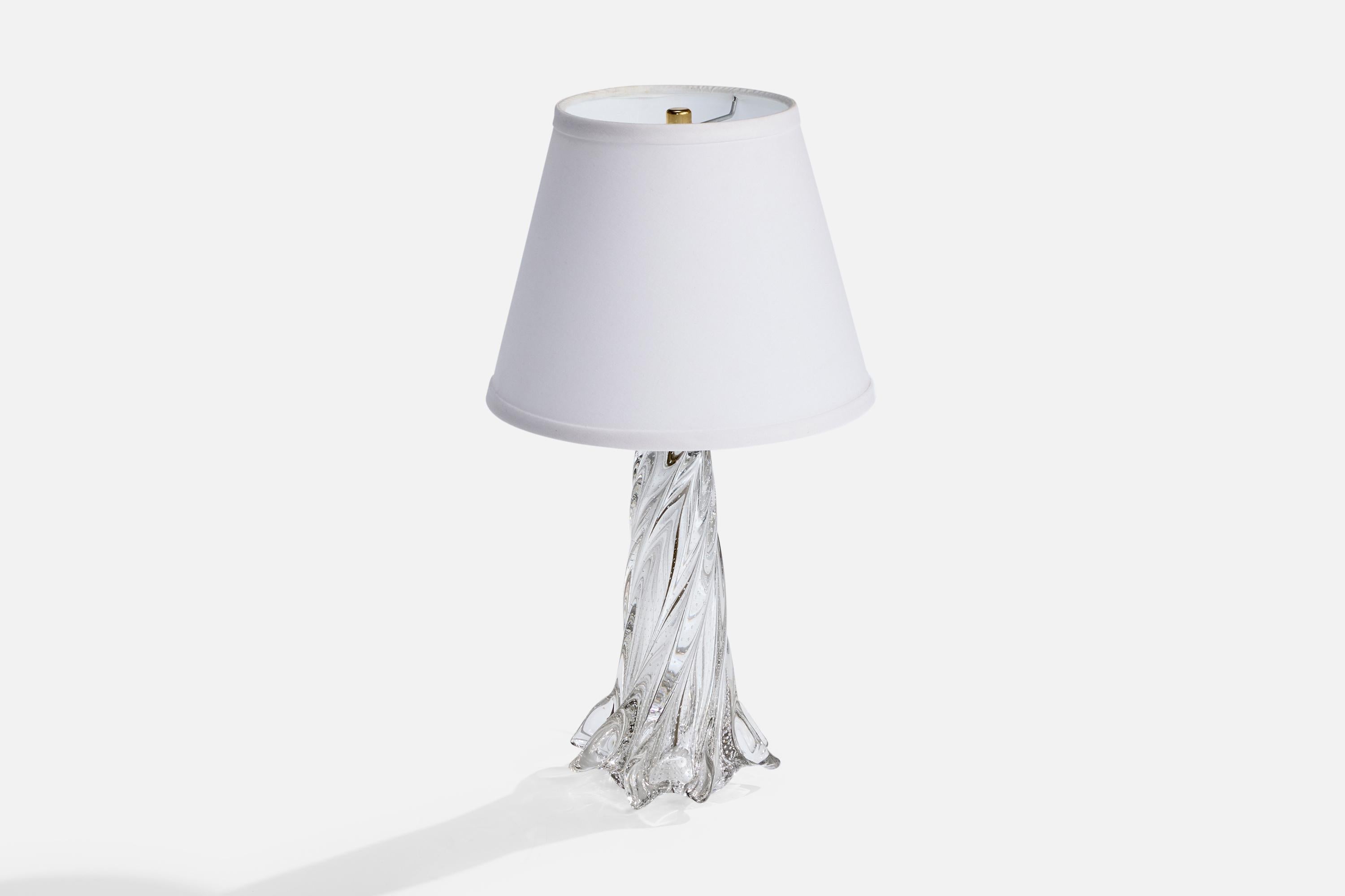 Scandinave moderne Designer français, lampe de bureau, verre, laiton, France, années 1940 en vente