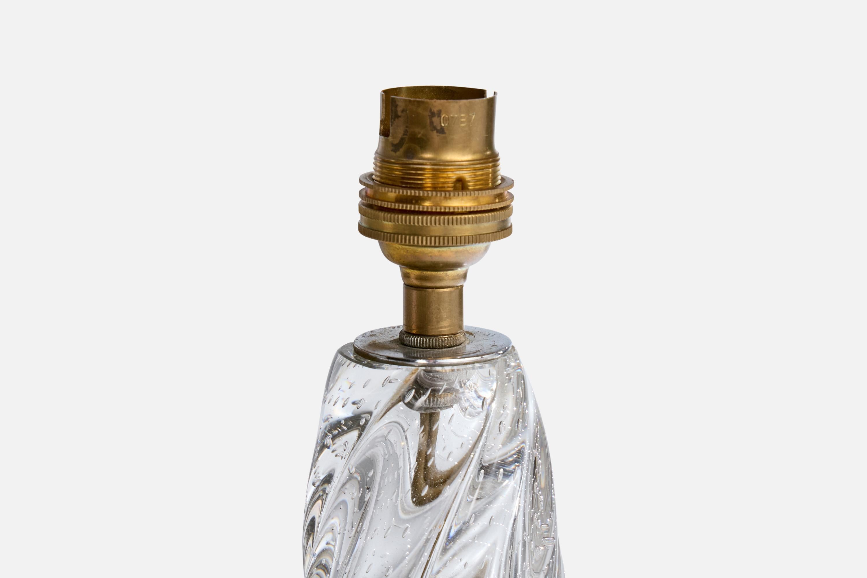 Suédois Designer français, lampe de bureau, verre, laiton, France, années 1940 en vente