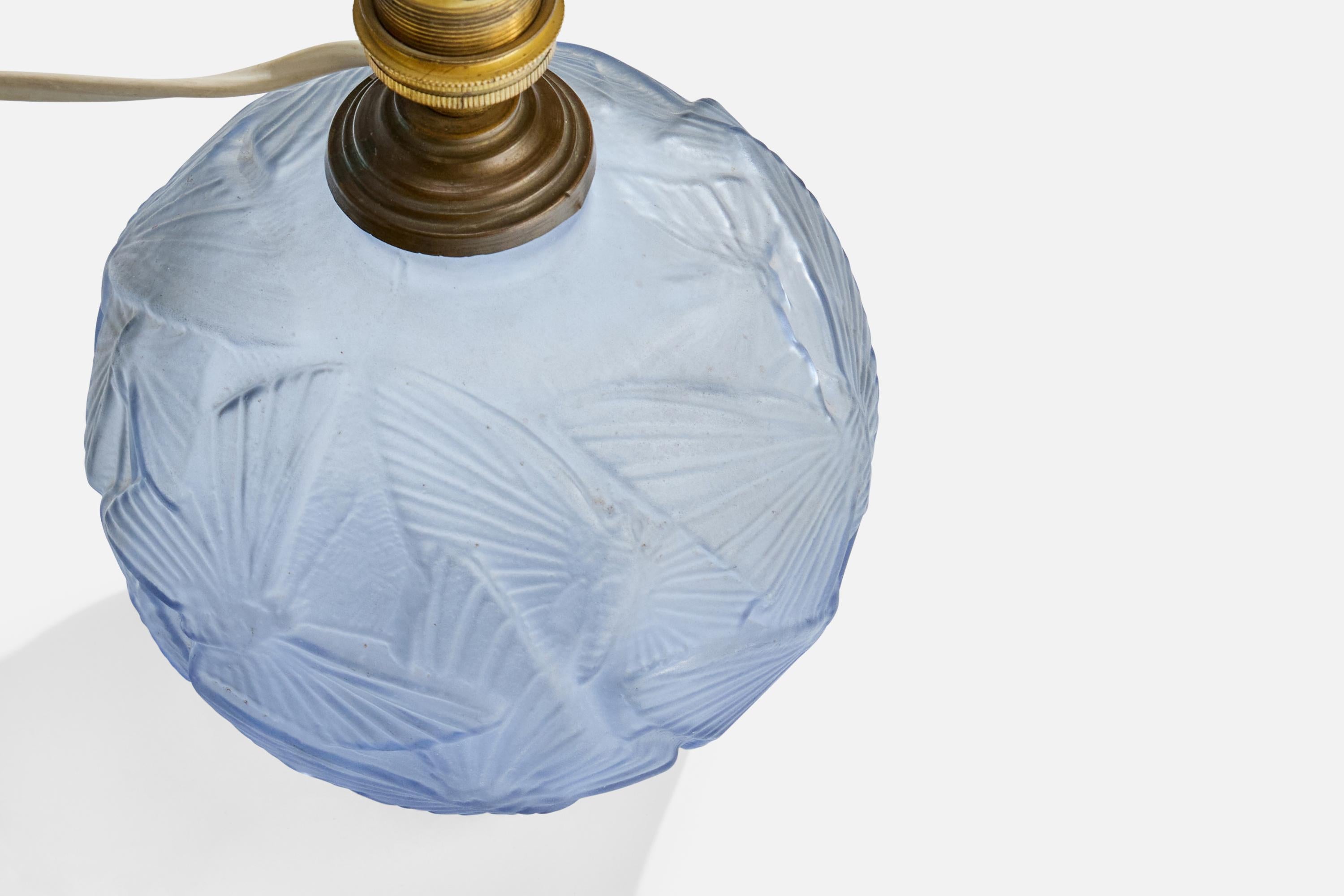 Diseñador francés, Lámpara de mesa, Cristal, Latón, Francia, años 40 Francés en venta