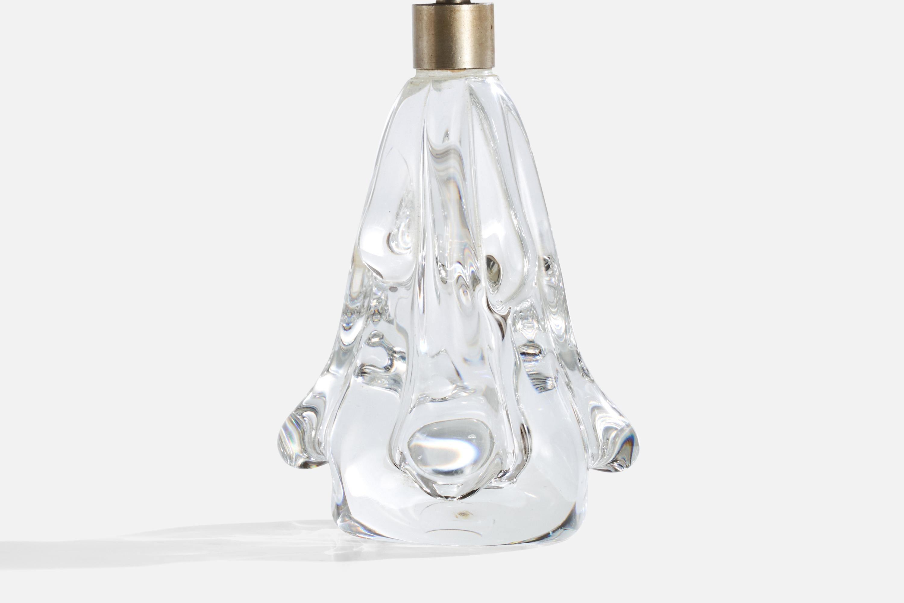 French Designer, Table Lamp, Glass, Brass, France, 1940s For Sale 1