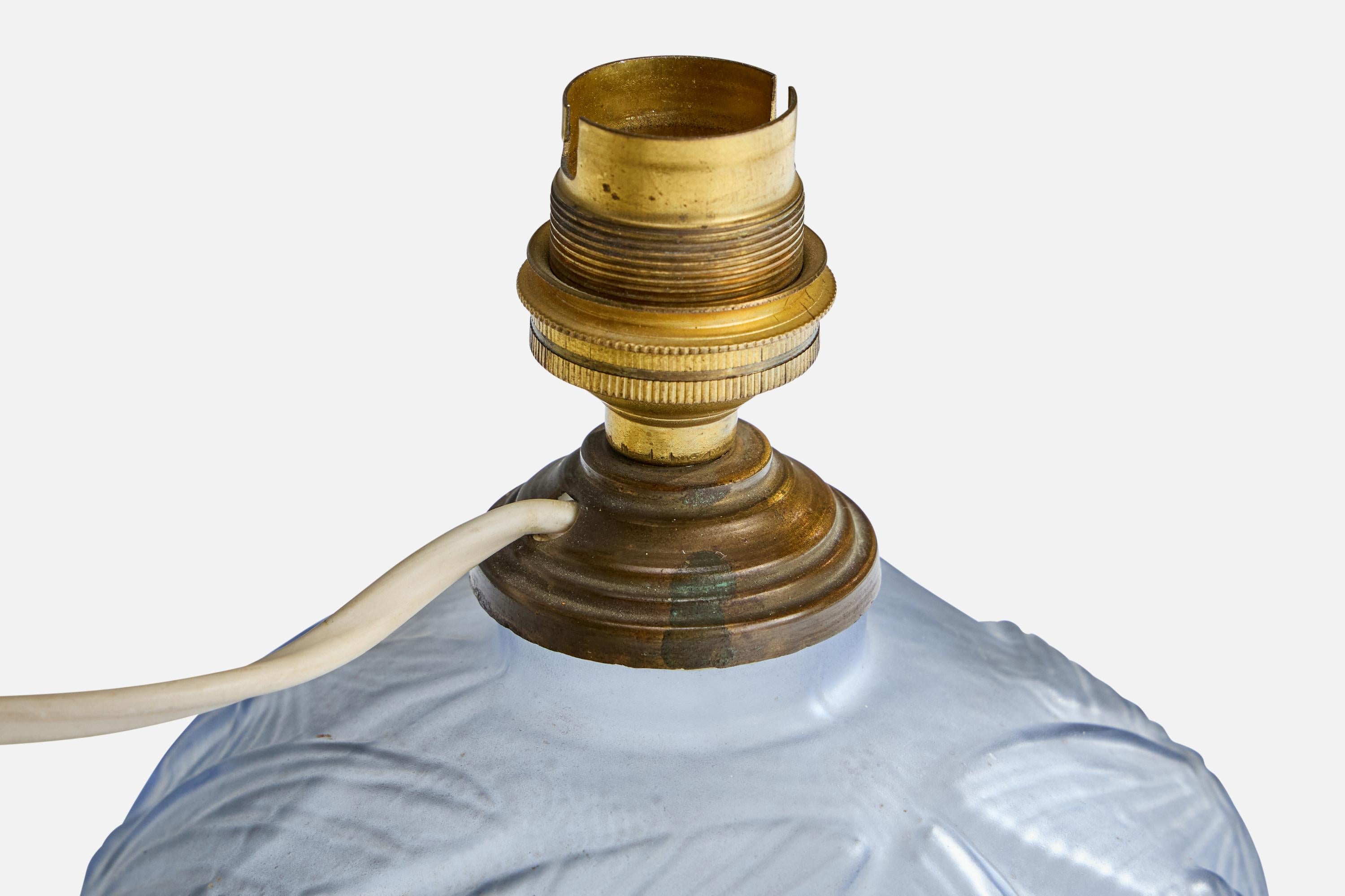 Diseñador francés, Lámpara de mesa, Cristal, Latón, Francia, años 40 en Bueno estado para la venta en High Point, NC