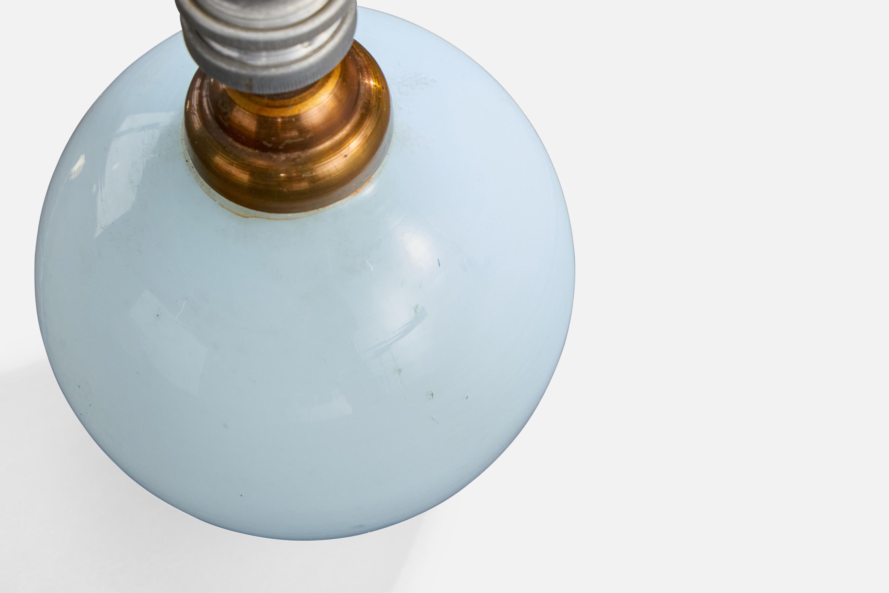 Designer français, lampe de bureau, verre, laiton, France, années 1940 Bon état - En vente à High Point, NC