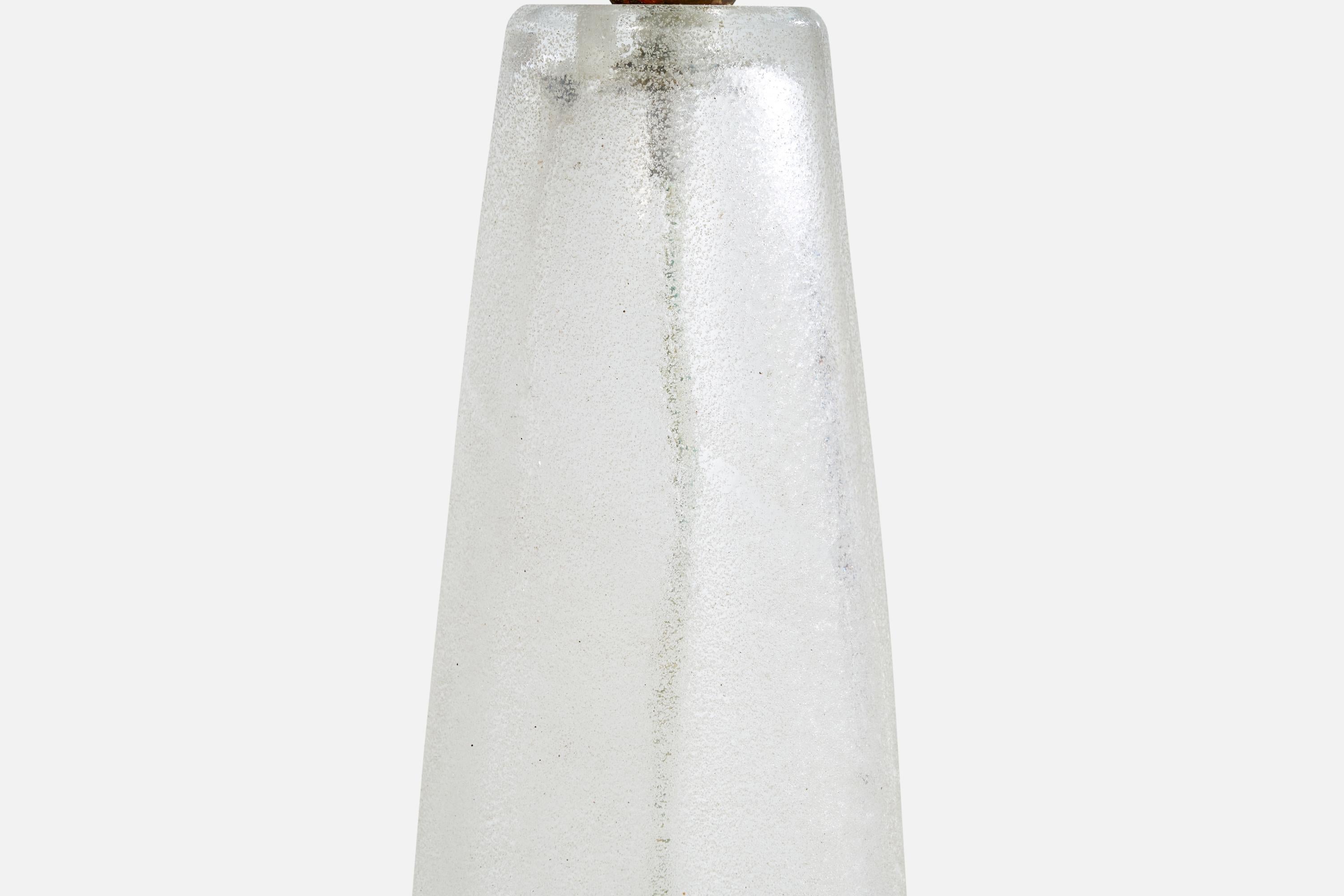 French Designer, Table Lamp, Glass, Brass, France, 1940s 2