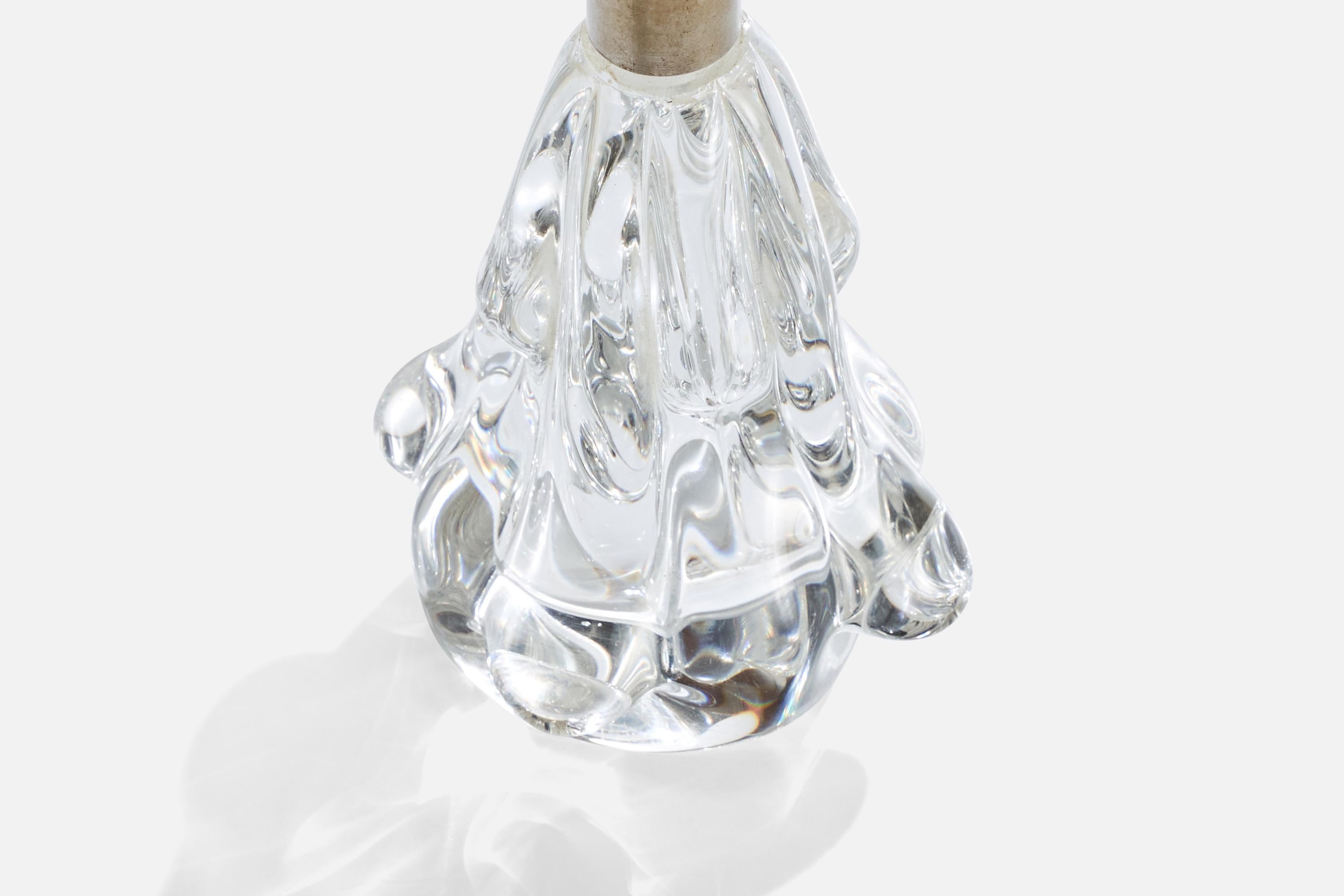 French Designer, Table Lamp, Glass, Brass, France, 1940s For Sale 3