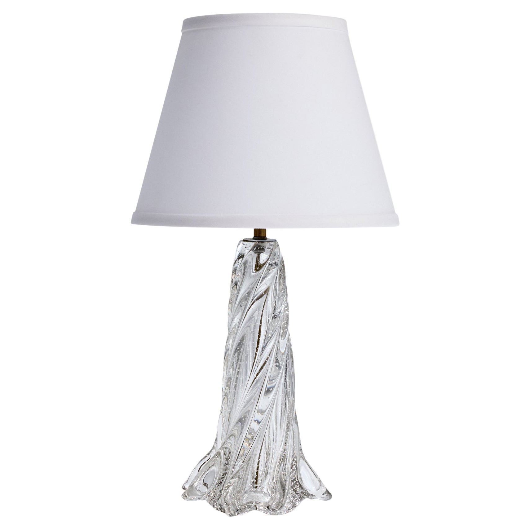 Designer français, lampe de bureau, verre, laiton, France, années 1940