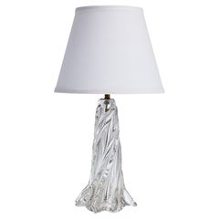 Designer français, lampe de bureau, verre, laiton, France, années 1940