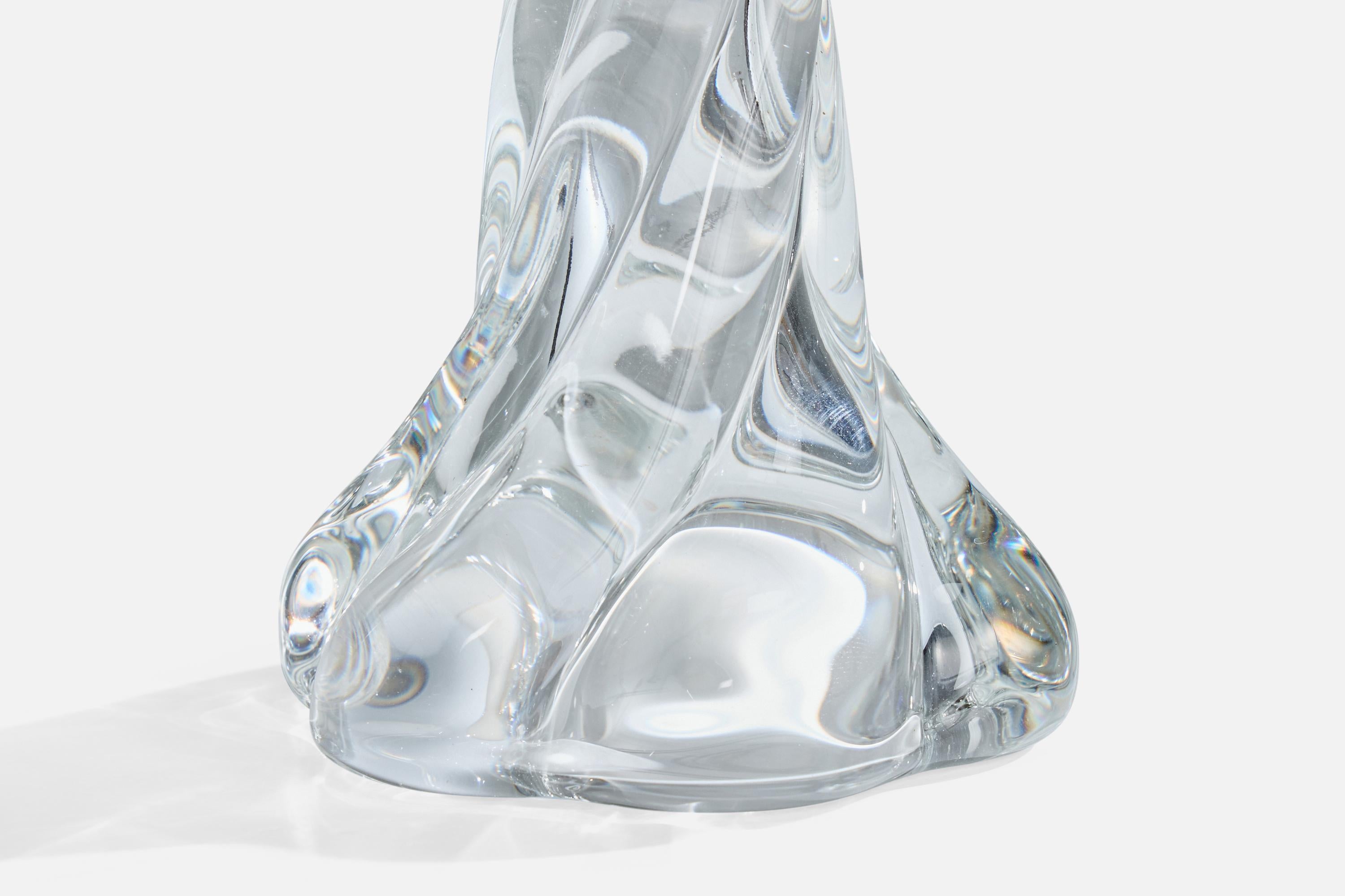 Diseñador francés, Lámpara de mesa, Cristal, Latón, Francia, años 1950 en venta 1