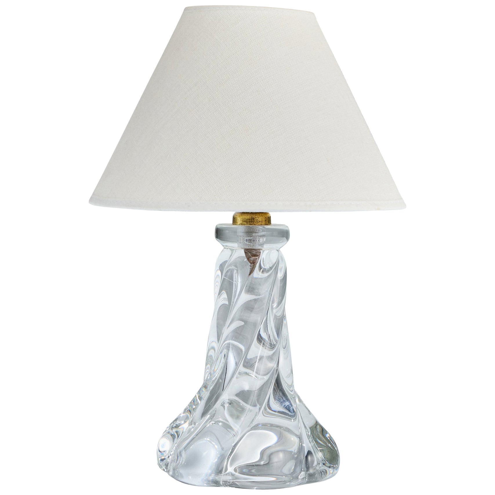 Diseñador francés, Lámpara de mesa, Cristal, Latón, Francia, años 1950