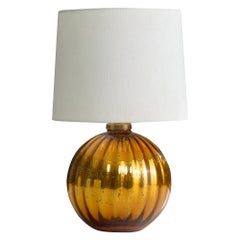 French Designer, Table Lamp, Glass, Brass, France, 1950s
