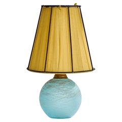 Lampe de table de designer français, verre, laiton, fer, tissu, France, années 1940